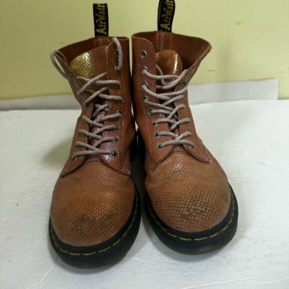 Dr Martens Pascal Iridescent Leather Mermaid Metallic Combat Hiking 7 Boots 1460 - Picture 6 of 16